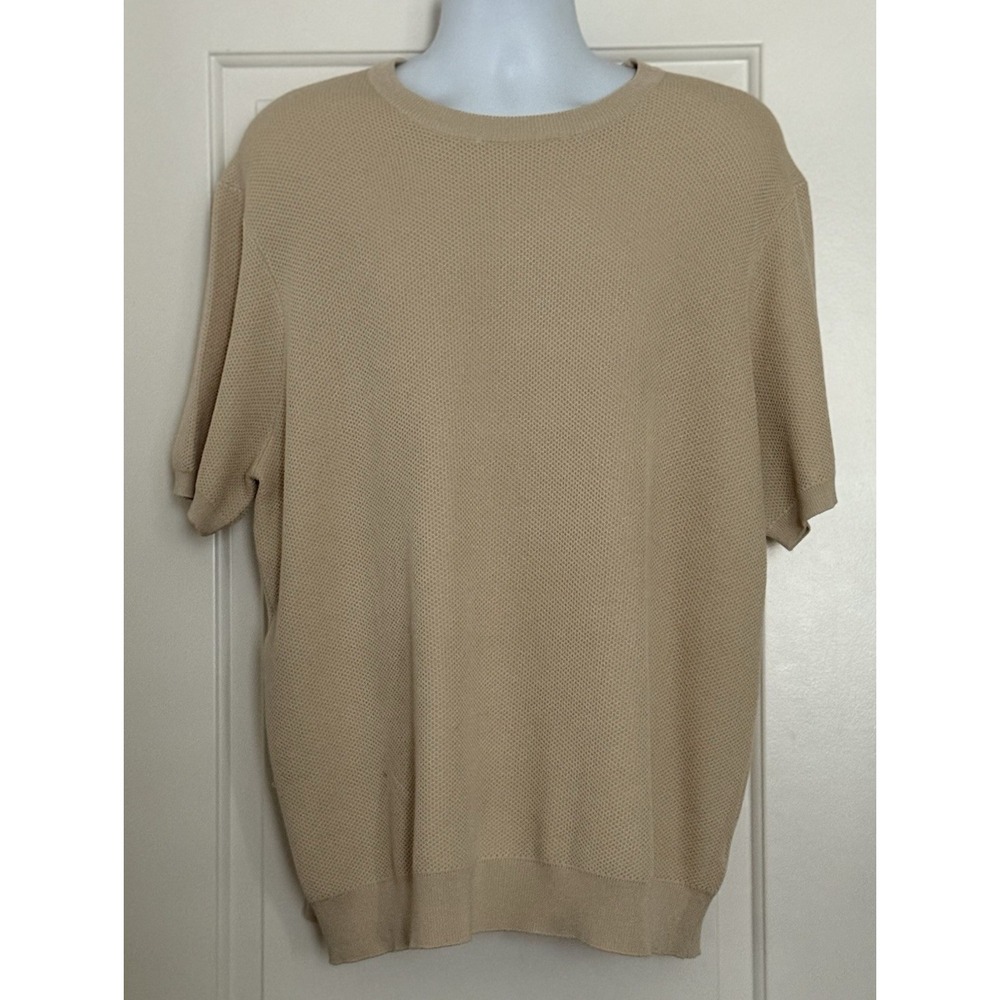 NEW WITH TAGS - PJ Paul Jones Beige Short Sleeve Textured Knit Sweater Men's 2XL